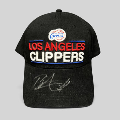Raree Finds vintage Los Angeles Clippers black cotton strapback hat with embroidered team logo and signed brim.