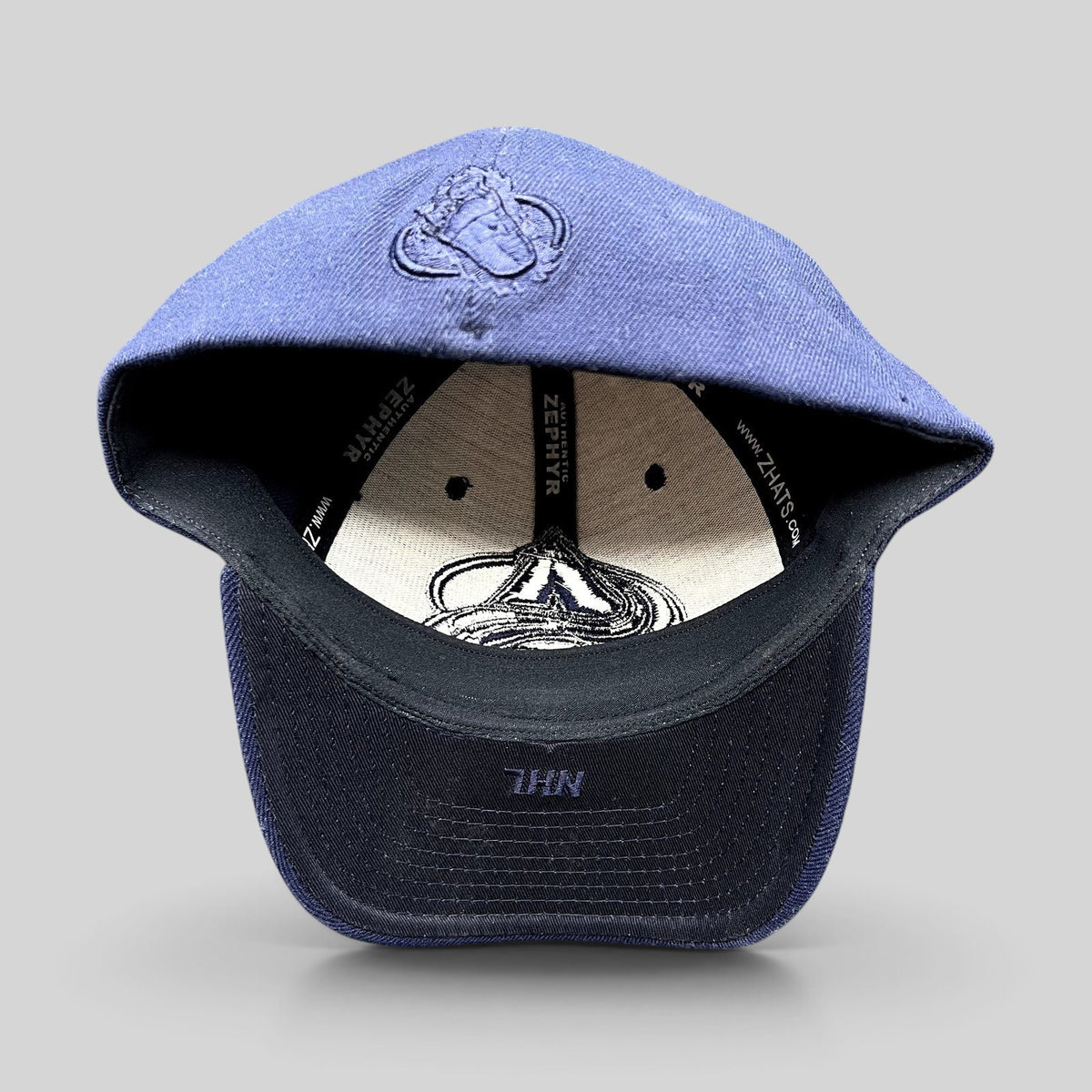 Raree Finds Colorado Avalanche navy blue fitted hat with tonal embroidered logo and interior Zephyr branding