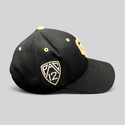 Raree Finds Colorado Buffaloes black cap with gold Pac-12 embroidered side patch and gold eyelets