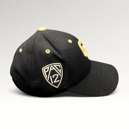 Raree Finds Colorado Buffaloes black cap with gold Pac-12 side patch and embroidered logo