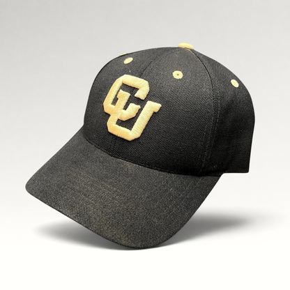 Raree Finds Colorado Buffaloes black and gold adjustable strapback hat with raised embroidered CU logo