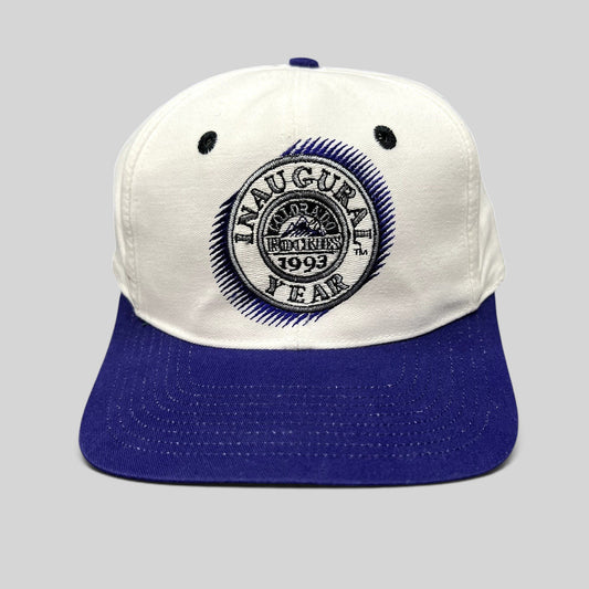 Raree Finds vintage 1993 Colorado Rockies inaugural year snapback hat with purple brim and embroidered team logo