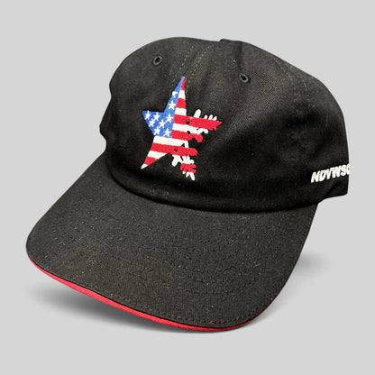 Raree Finds Corps Classics black strapback hat with patriotic American flag star embroidery and NDVWSC 2012 side detail