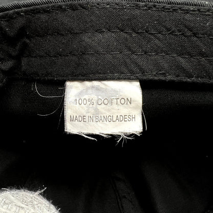 Raree Finds black cotton hat interior care label stating 100 percent cotton and made in Bangladesh
