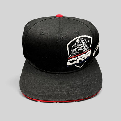 Raree Finds black snapback hat with embroidered CRA California RoadRace Association logo and printed underbrim