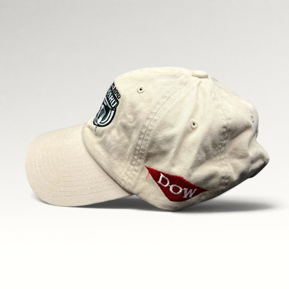 Raree Finds cream cotton 2010 Brickyard 400 NASCAR strapback hat with embroidered side logo