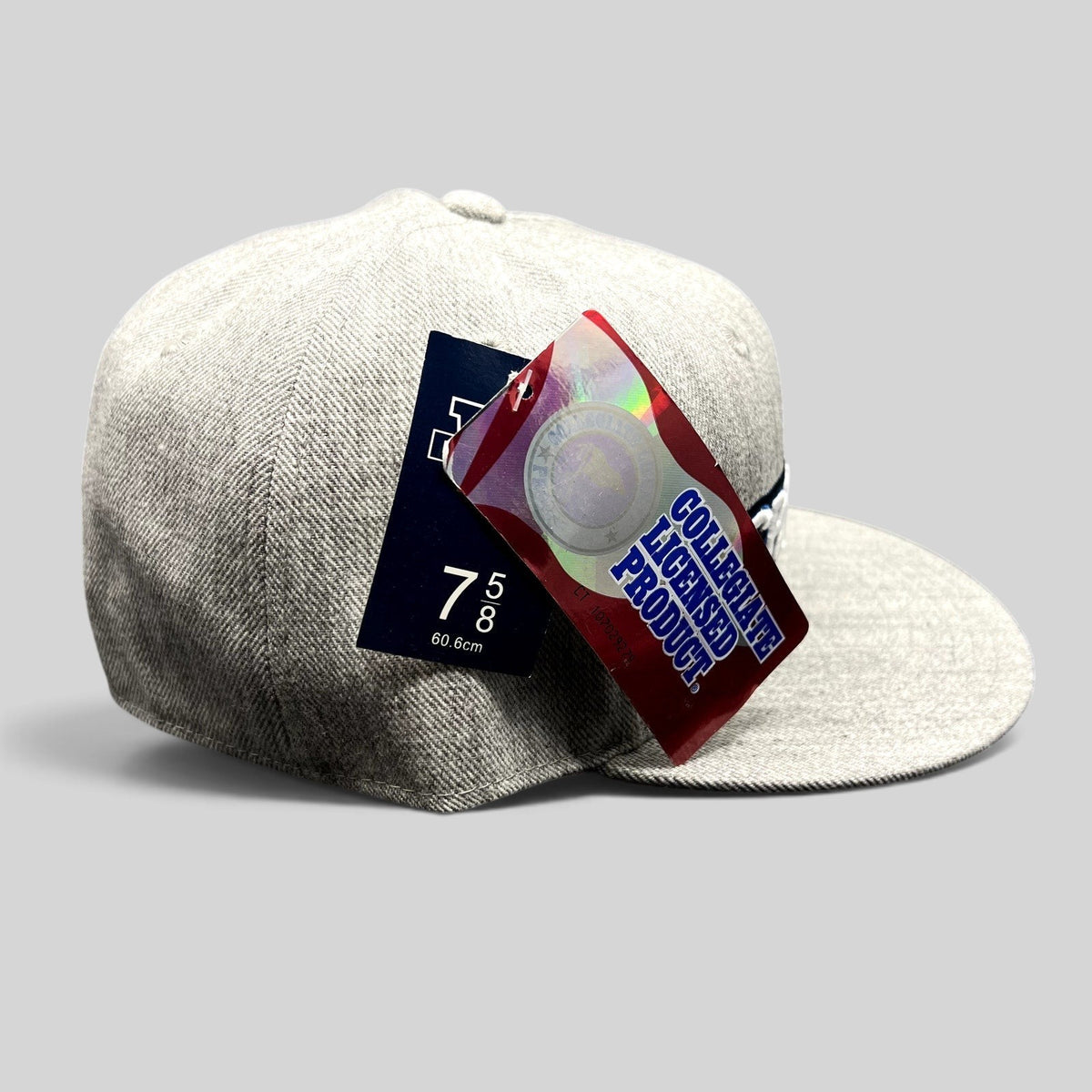 Raree Finds heather gray wool blend Creighton Bluejays fitted cap with collegiate embroidery and original tags