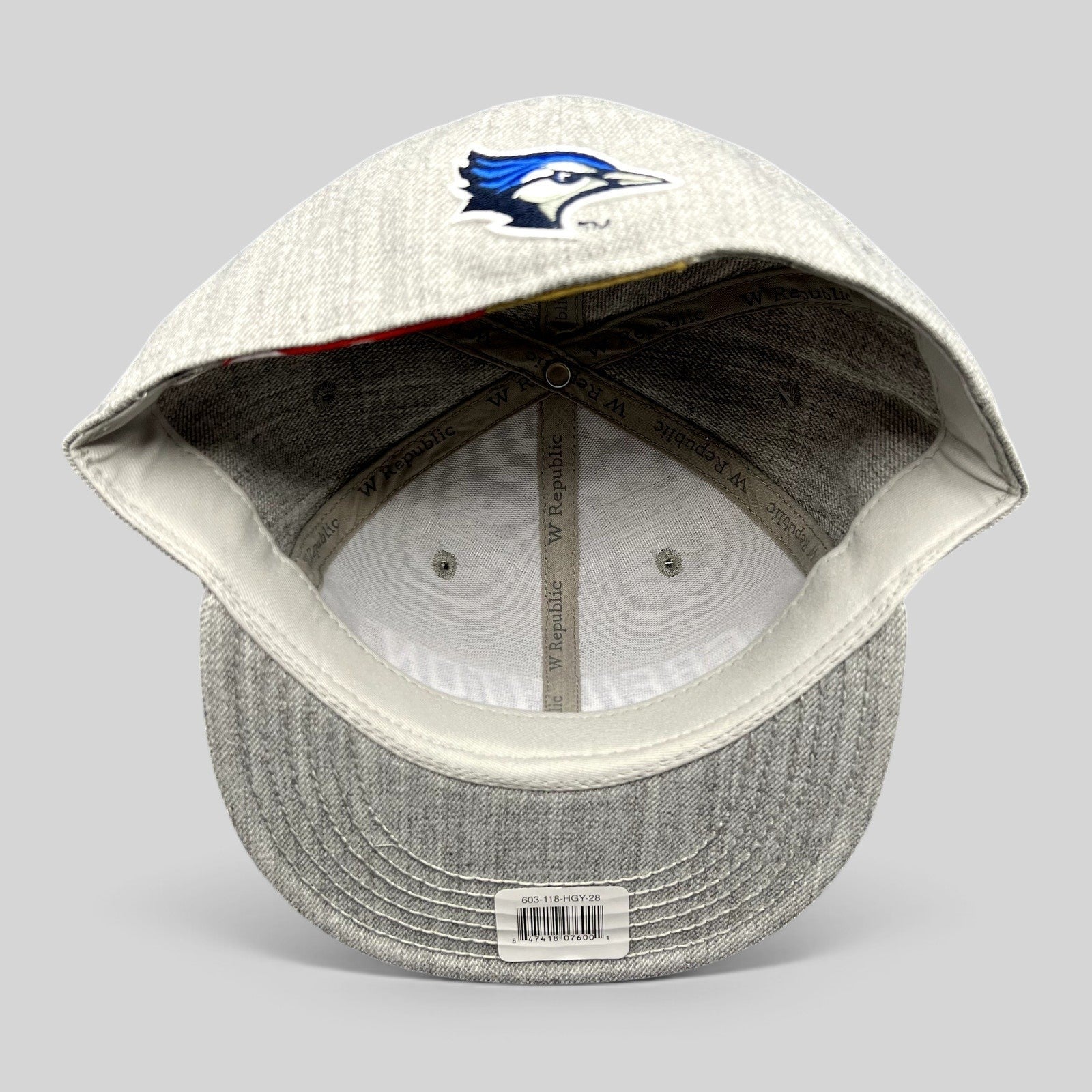 Raree Finds Creighton Bluejays fitted cap in heather gray wool blend with interior branding and team logo detail