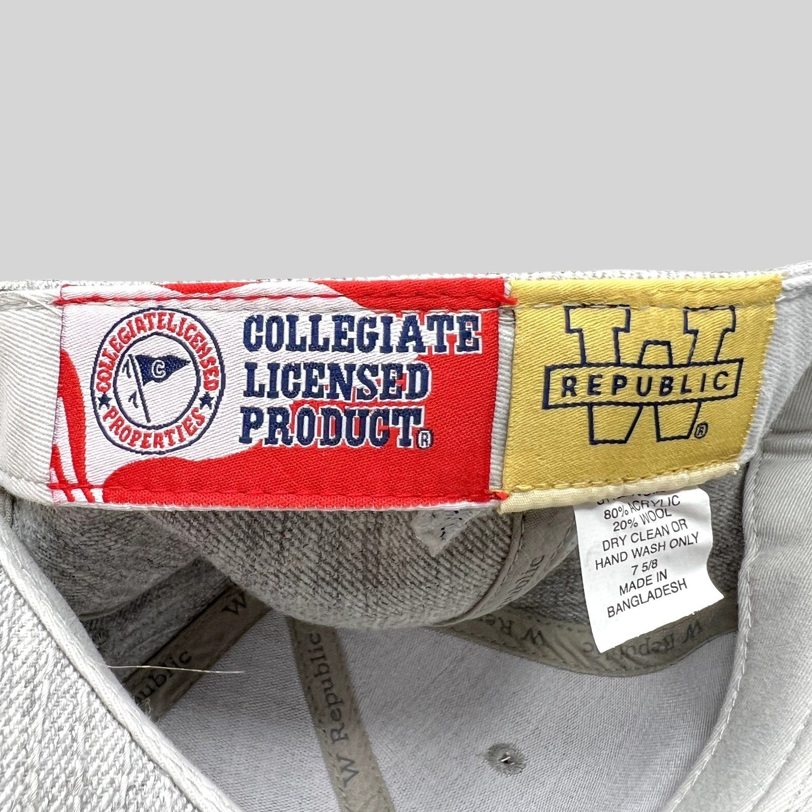 Raree Finds W Republic Creighton Bluejays fitted hat interior label showing collegiate licensed product branding