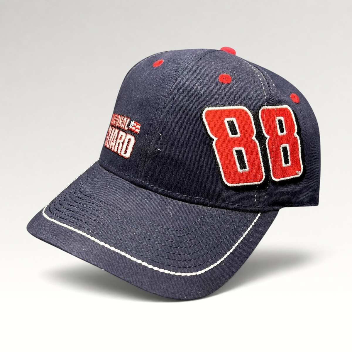 Raree Finds navy blue Dale Earnhardt Jr. #88 National Guard NASCAR adjustable hat with red and white embroidery