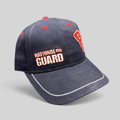 Raree Finds navy blue Dale Earnhardt Jr. #88 National Guard NASCAR hat with red and white embroidered details.