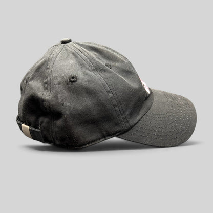 Raree Finds DC Shoes black cotton strapback hat with pink embroidered logo and adjustable metal buckle side view