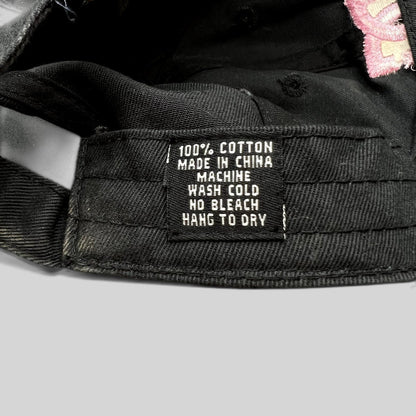 Raree Finds DC Shoes black cotton strapback hat interior care label showing 100 percent cotton material details