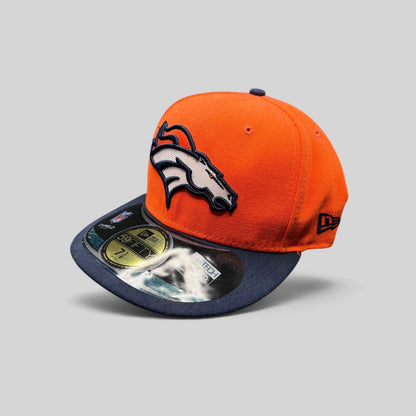 Raree Finds Denver Broncos New Era fitted hat with an orange crown, navy brim, and embroidered team logo.