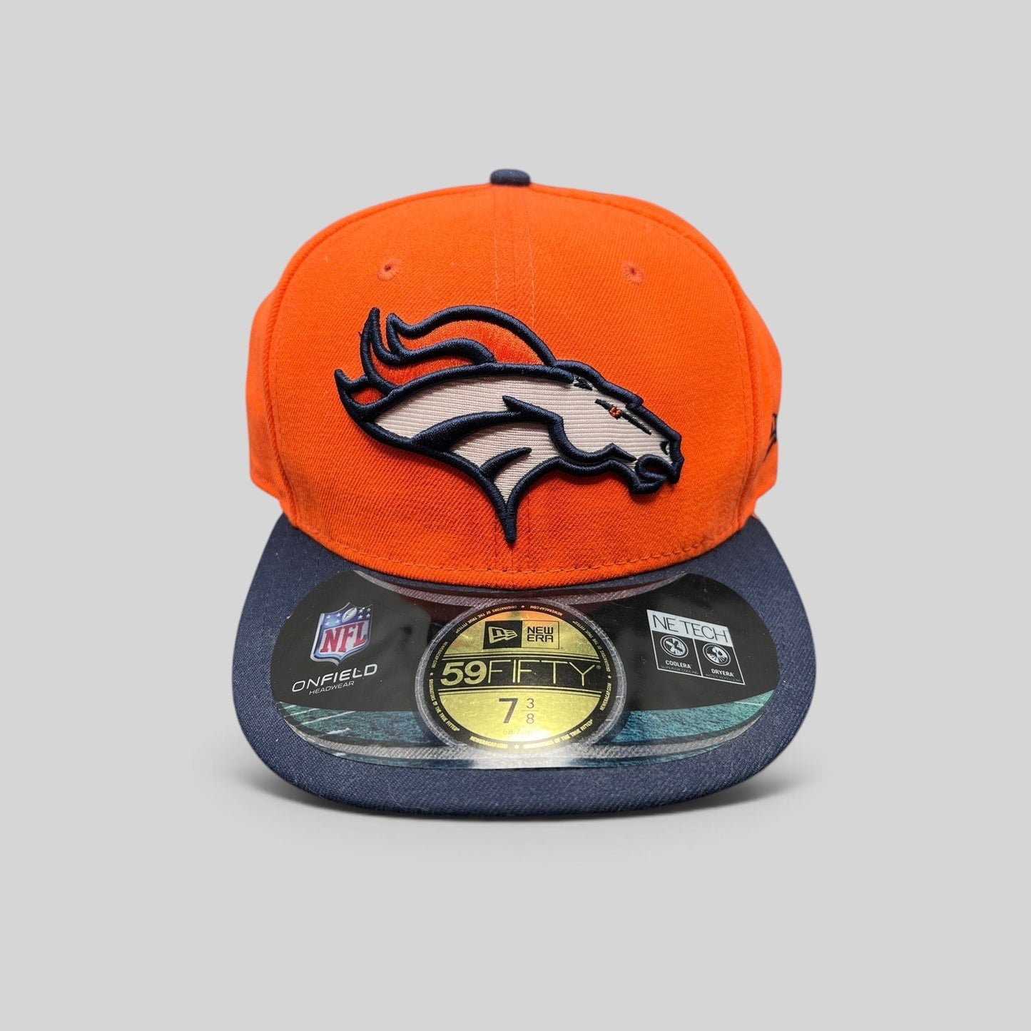Raree Finds Denver Broncos New Era 59FIFTY fitted hat with orange crown, navy brim, and embroidered team logo.