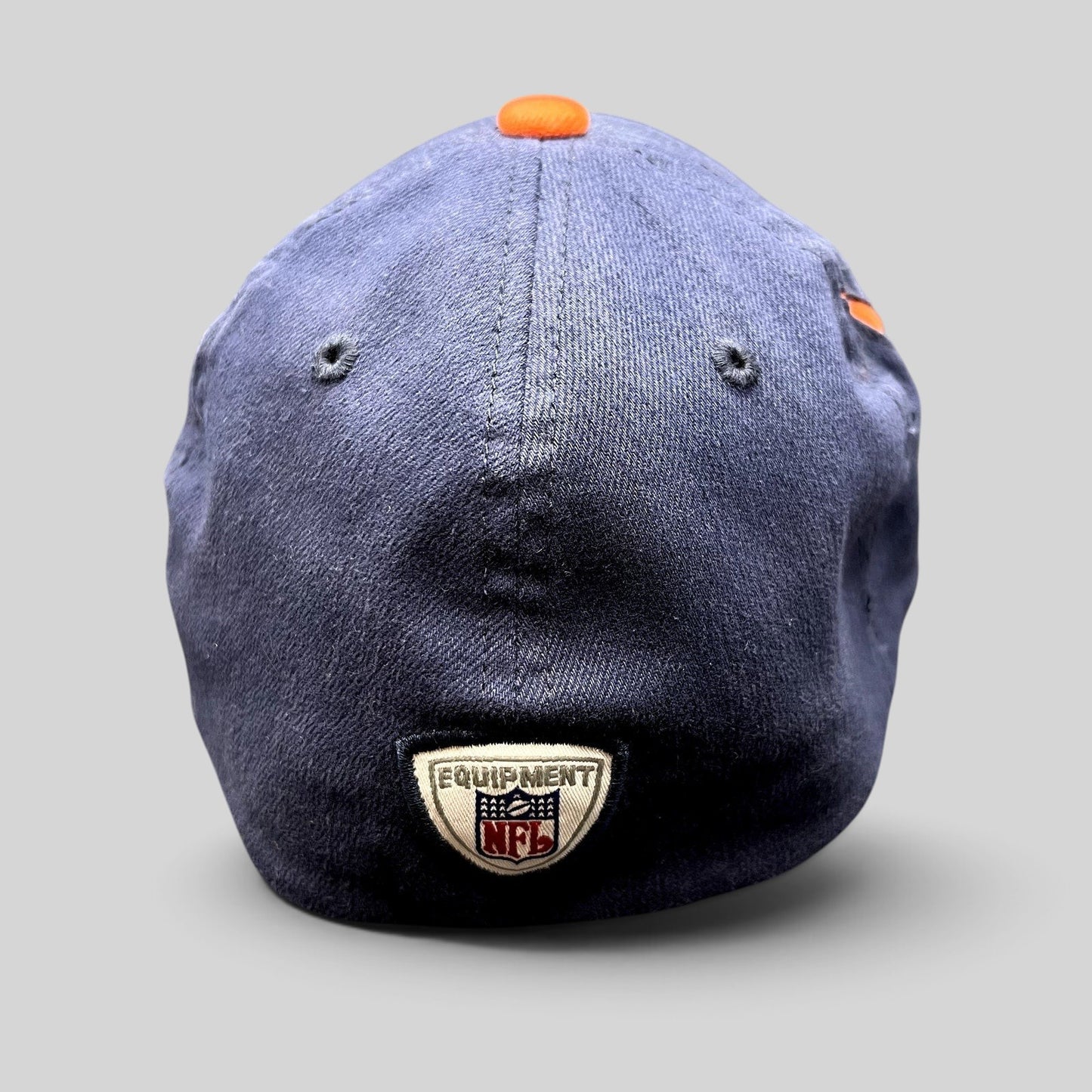Raree Finds vintage Reebok Denver Broncos NFL Equipment sideline hat in navy with orange button, back view