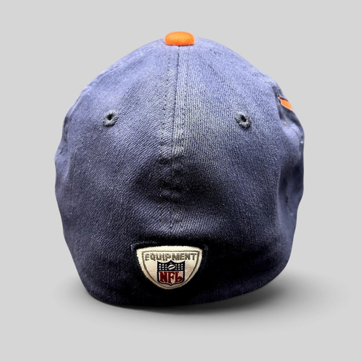 Raree Finds vintage Reebok Denver Broncos NFL Equipment sideline hat in navy with orange button, back view