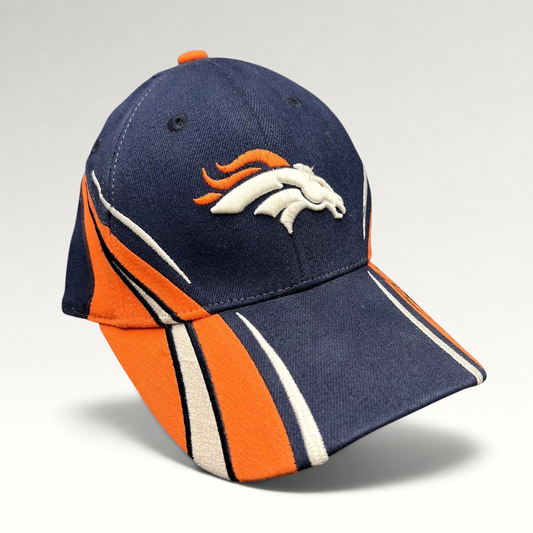 Raree Finds vintage Reebok Denver Broncos NFL sideline hat in navy, orange, and white with embroidered team logo
