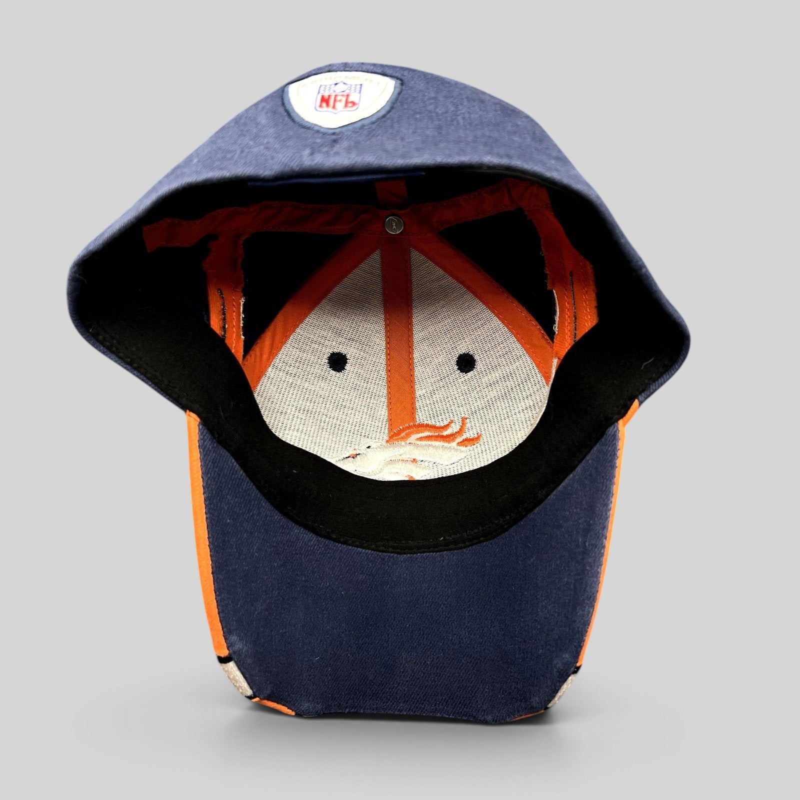 Raree Finds vintage Reebok Denver Broncos NFL sideline hat in navy, orange, and white with embroidered team logo