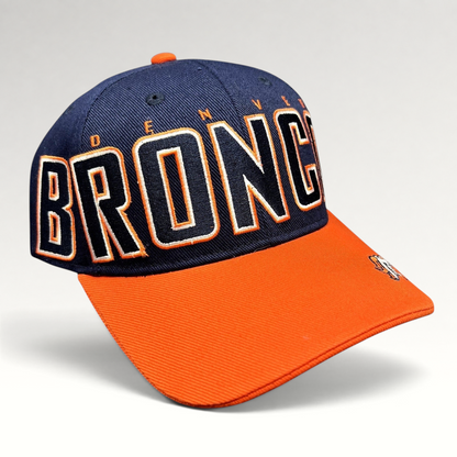 Raree Finds NWT Reebok Denver Broncos navy and orange cotton twill strapback hat with oversized front embroidery