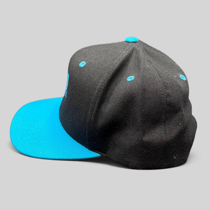 Raree Finds vintage Detroit Jazz Festival snapback hat with a black crown, teal brim, and structured wool-blend fit.