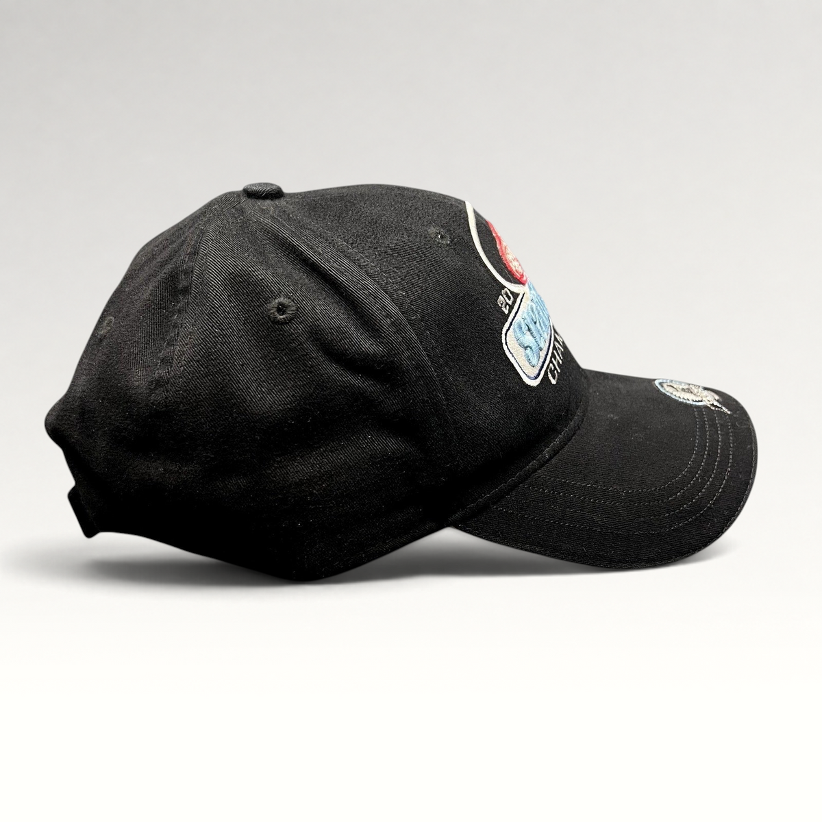Raree Finds vintage 2002 Detroit Red Wings Stanley Cup Champions black strapback hat with brim embroidery