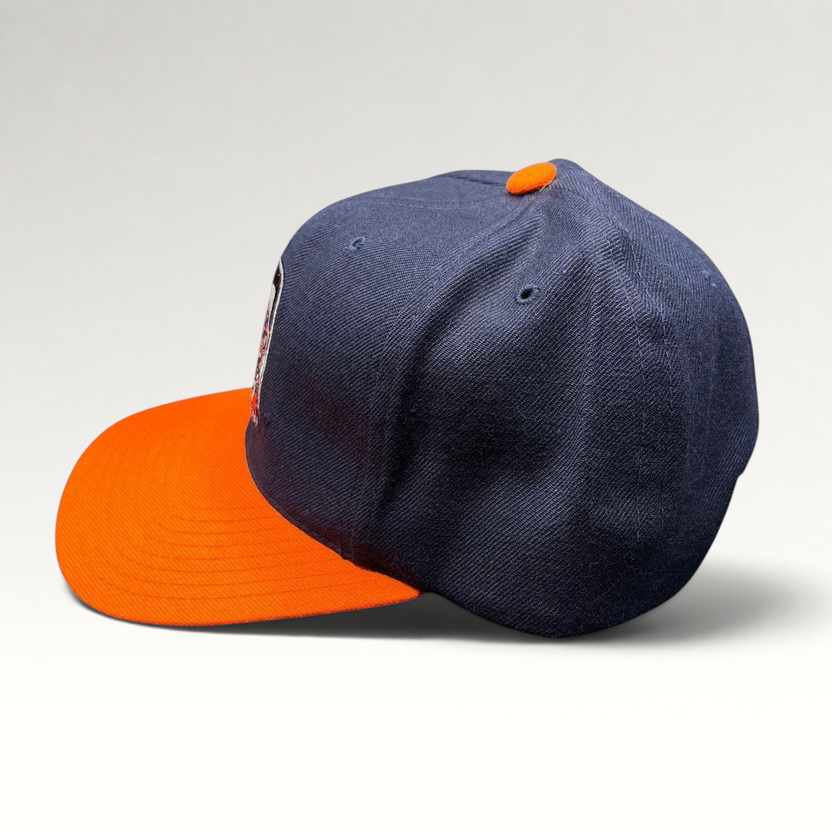 Raree Finds vintage American Needle Detroit Tigers wool snapback hat with navy crown and orange flat brim