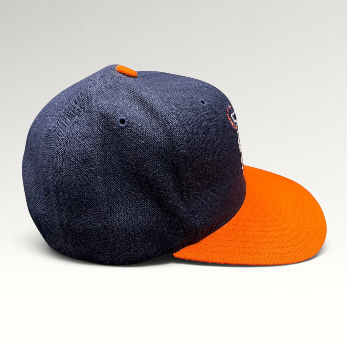 Raree Finds vintage American Needle Detroit Tigers wool snapback hat in navy and orange with a flat brim