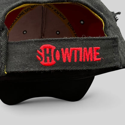 Raree Finds Dexter Showtime promo hat back view featuring red embroidered logo on black strapback closure