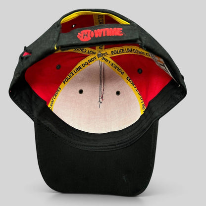 Raree Finds Dexter Showtime cast and crew strapback hat with police line interior taping and red logo embroidery