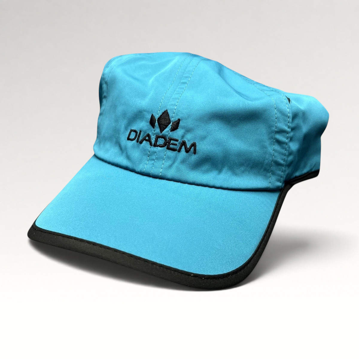 Raree Finds Diadem blue lightweight polyester performance running hat with black brim trim and embroidered logo