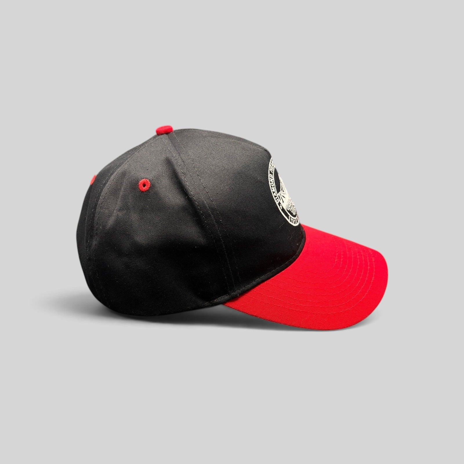 Raree Finds Diamond Head Clothing Co. black and red snapback hat with embroidered Hawaii patch on a structured crown