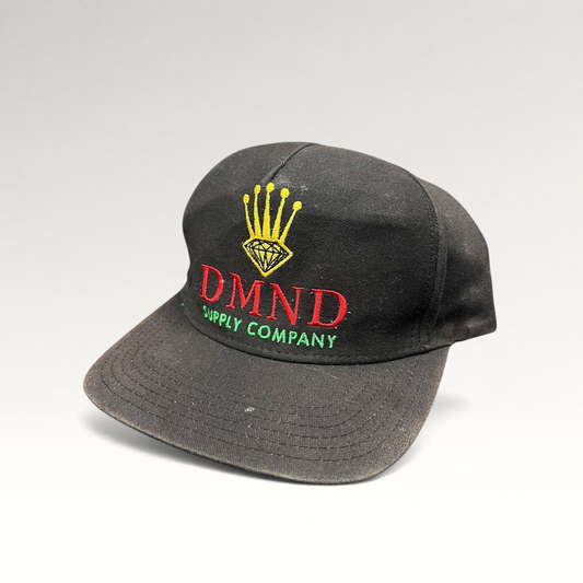 Raree Finds vintage Diamond Supply Co. black snapback hat with red, yellow, and green crown and diamond embroidery.