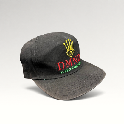 Raree Finds vintage Diamond Supply Co. black snapback hat with red, yellow, and green crown and diamond logo embroidery