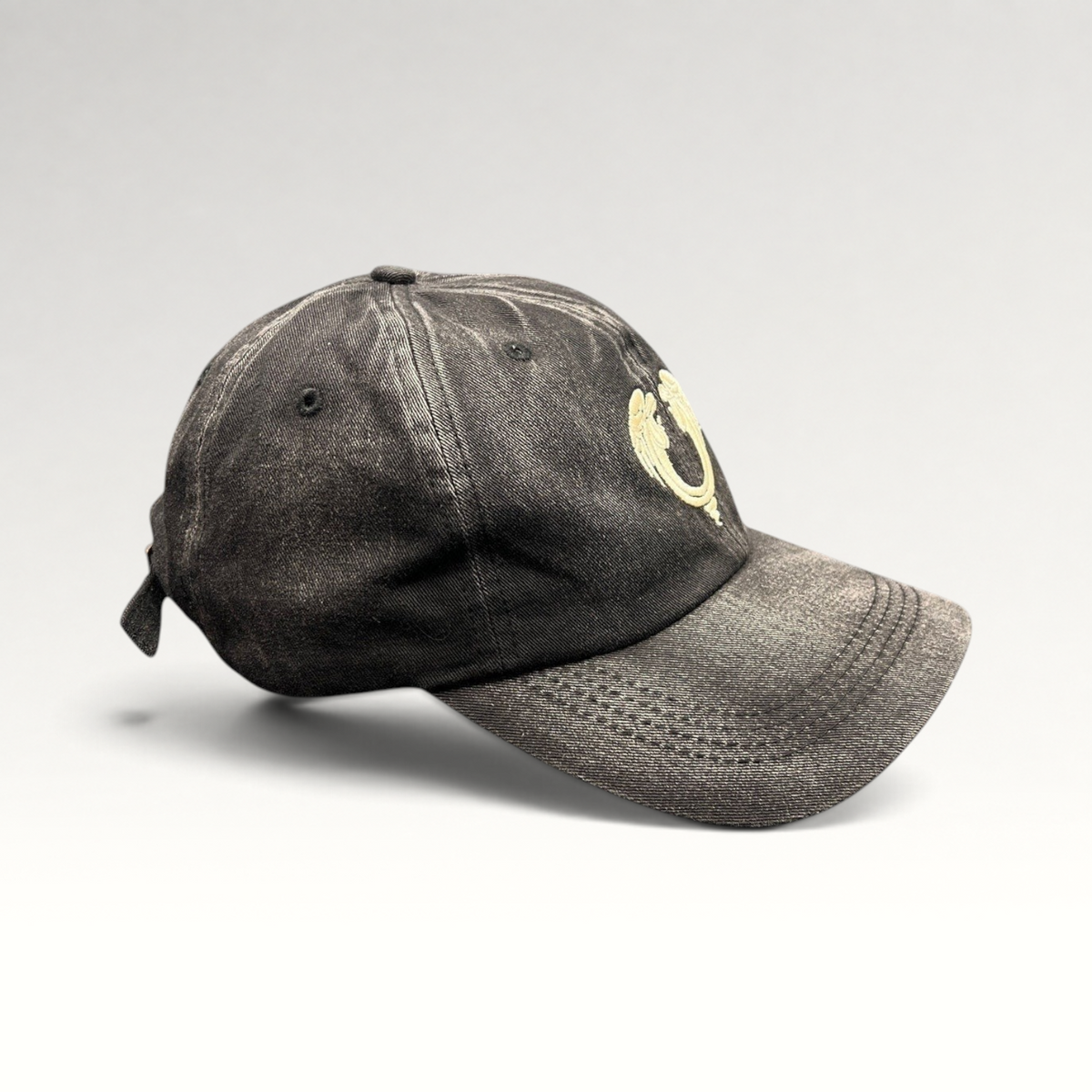 Raree Finds vintage Jesus Christ Superstar dad hat in distressed black cotton with embroidered emblem and curved brim