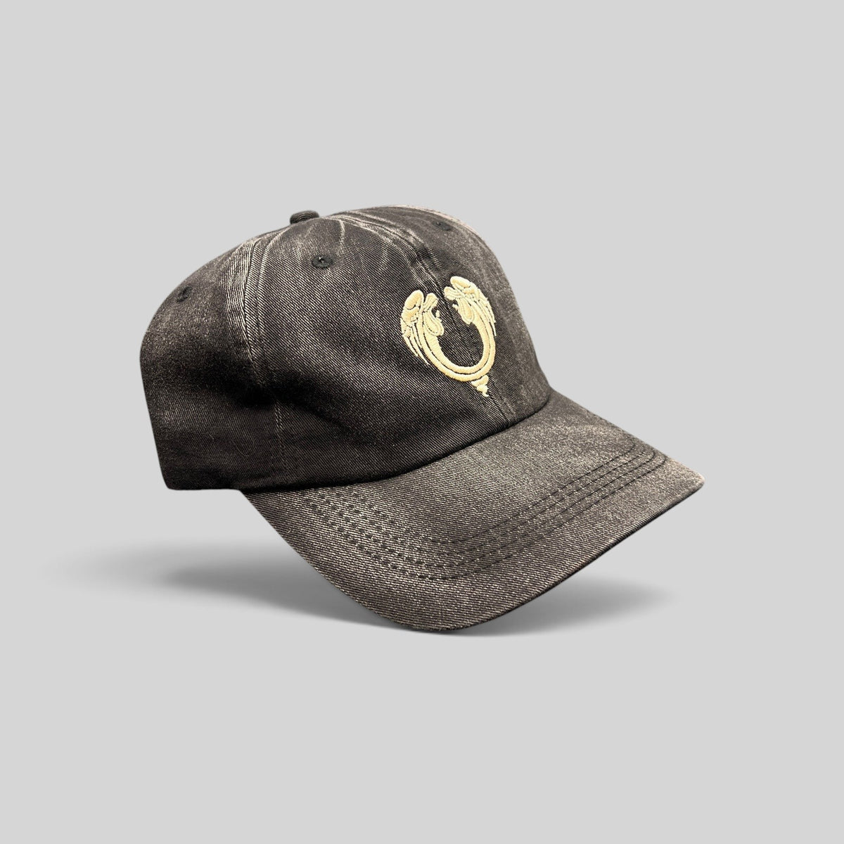 Raree Finds vintage Jesus Christ Superstar distressed black dad hat with embroidered emblem and pre-curved brim.