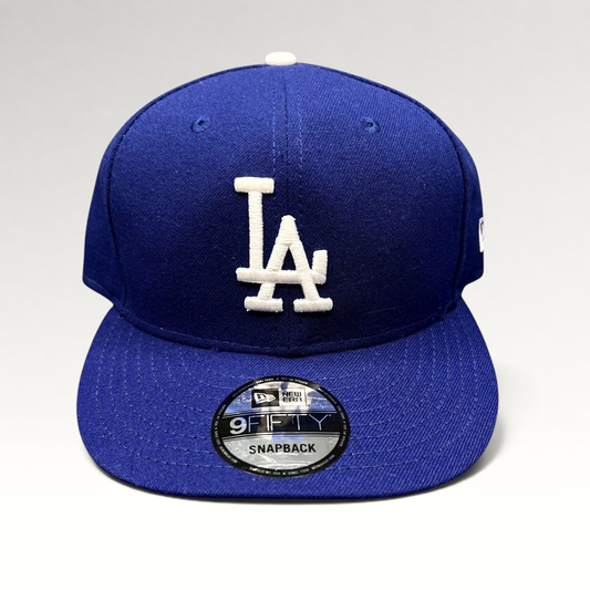 Raree Finds royal blue New Era 9FIFTY Los Angeles Dodgers snapback hat with a raised white LA logo on the front