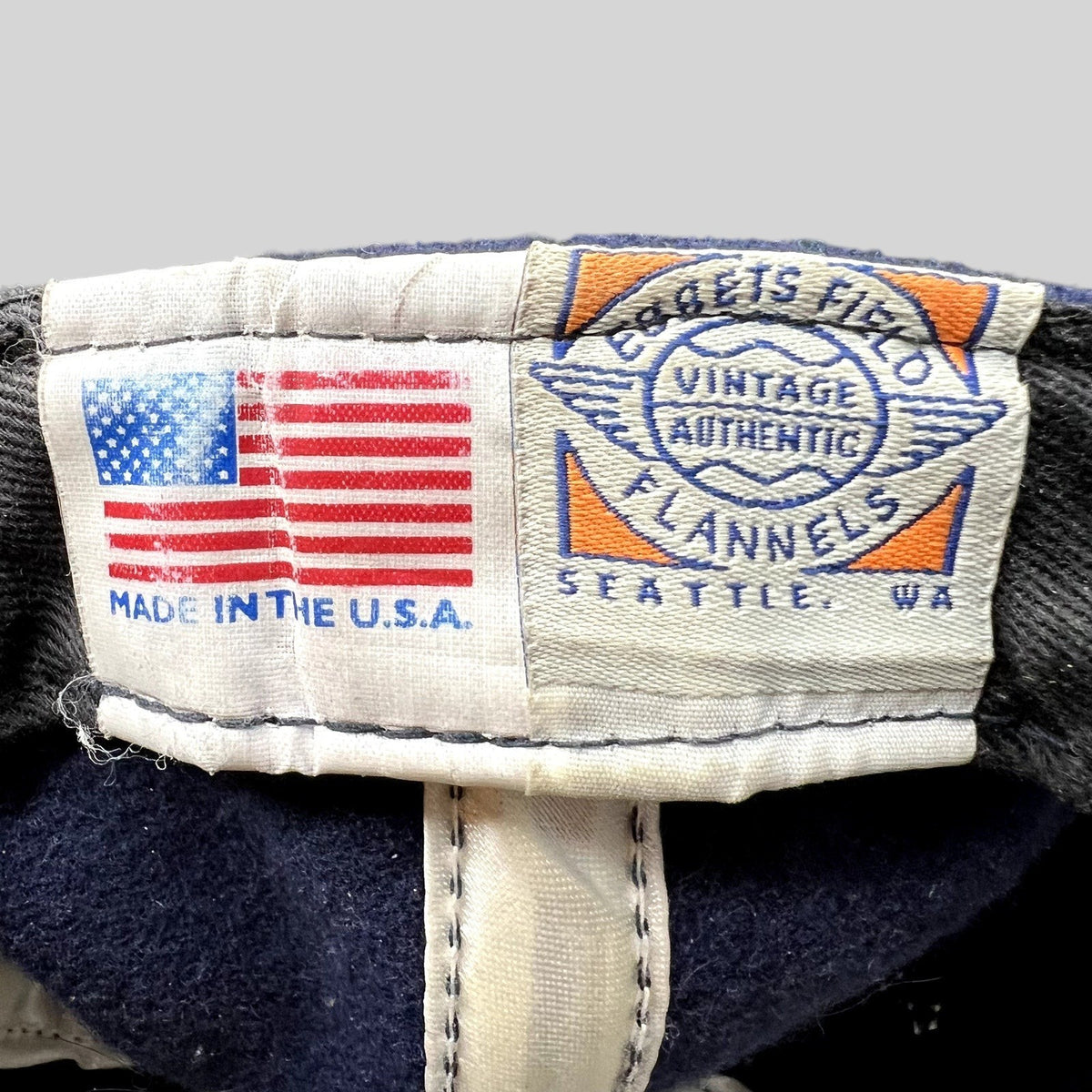 Raree Finds Ebbets Field Flannels wool hat interior label showing Made in the U.S.A. and vintage branding