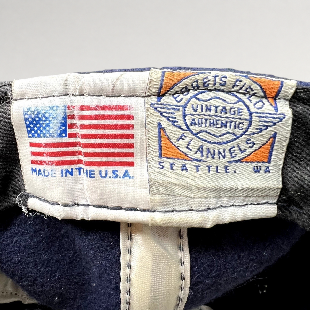Raree Finds Ebbets Field Flannels wool hat interior label showing Made in the U.S.A. and vintage branding