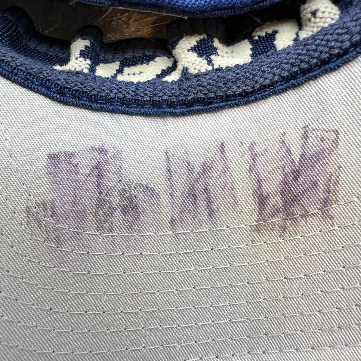 Raree Finds vintage Element skate hat showing handwritten ink marking on the underside of the light grey brim