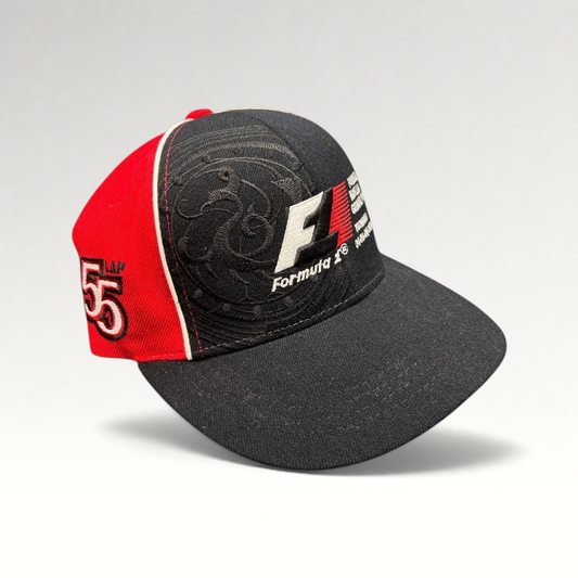 Raree Finds 2013 Formula 1 Korean Grand Prix 1st Place snapback hat in black and red with embroidered F1 logo.