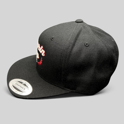 Raree Finds Fedorin Cup hockey snapback hat in black with red and white embroidered script and laurel logo