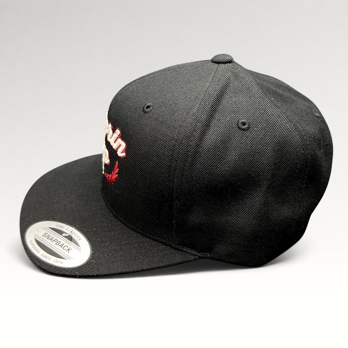 Raree Finds Fedorin Cup hockey snapback hat in black with red and white embroidered script and laurel logo