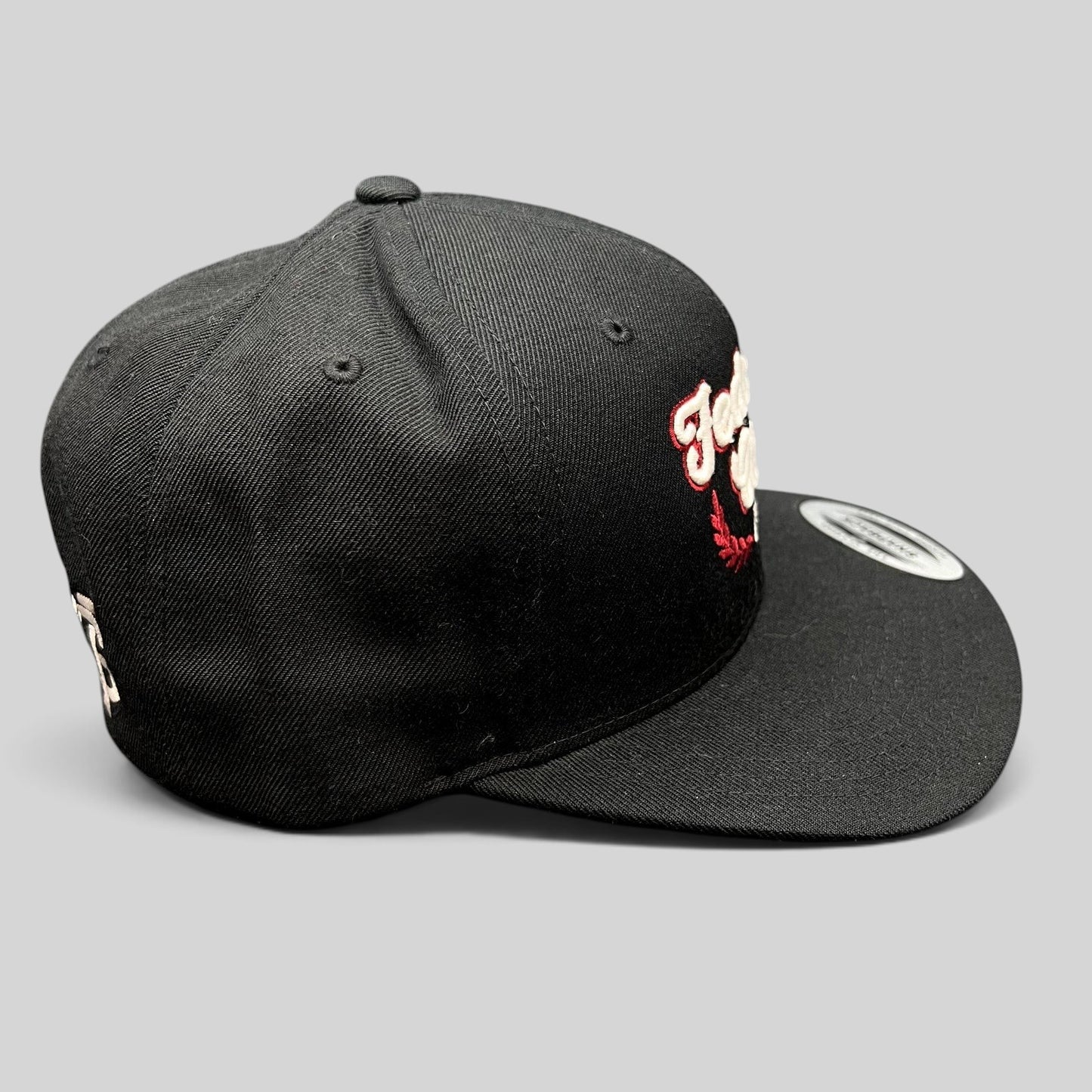 Raree Finds Fedorin Cup hockey snapback hat in black with red and white embroidered script and laurel logo.