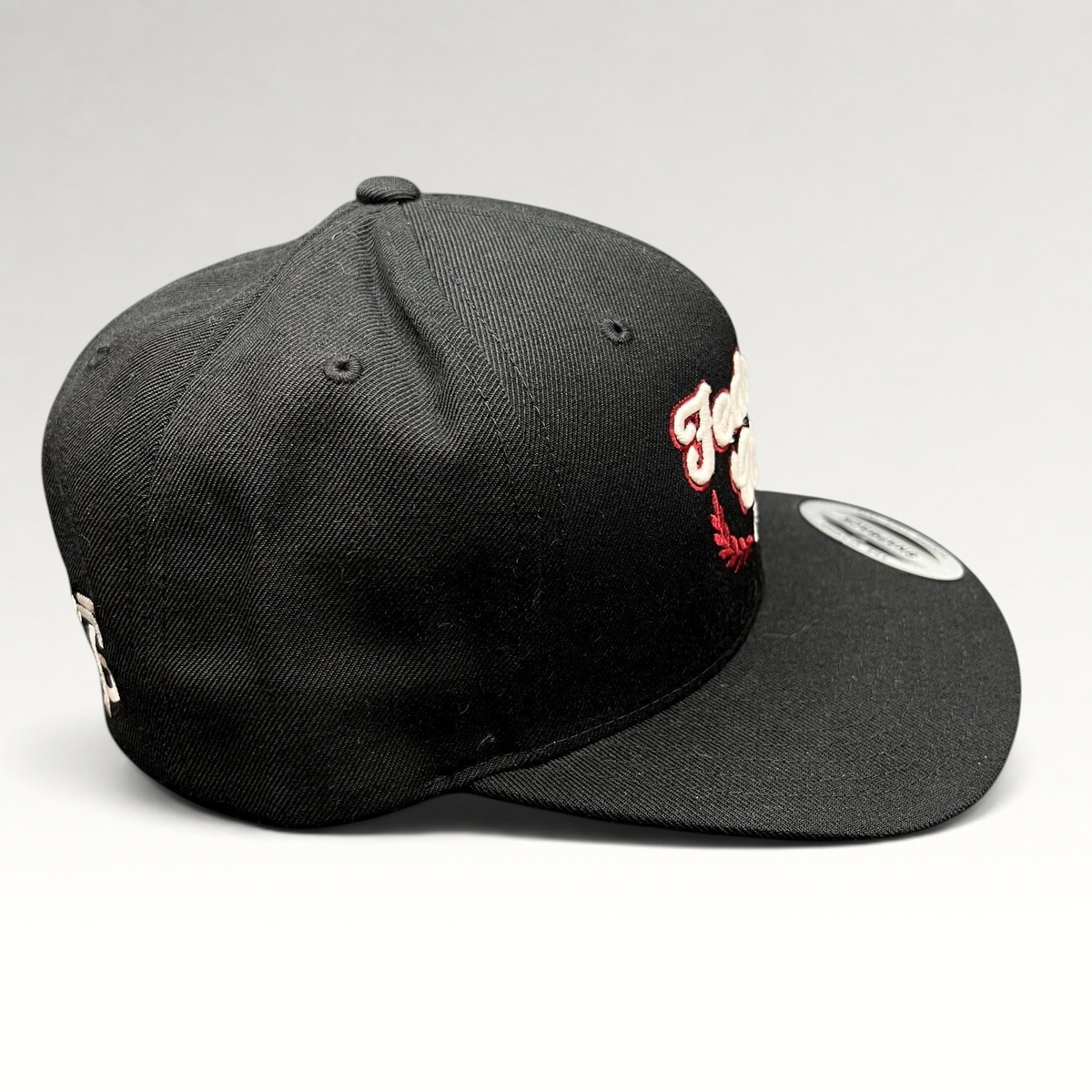 Raree Finds Fedorin Cup hockey snapback hat in black with red and white embroidered script and laurel logo.