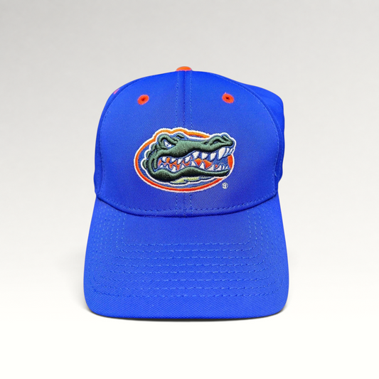 Raree Finds Florida Gators royal blue performance hat with embroidered alligator logo and orange eyelet details.