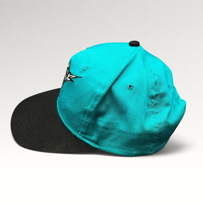 Raree Finds vintage Florida Marlins youth snapback cap with teal crown, black brim, and embroidered marlin logo