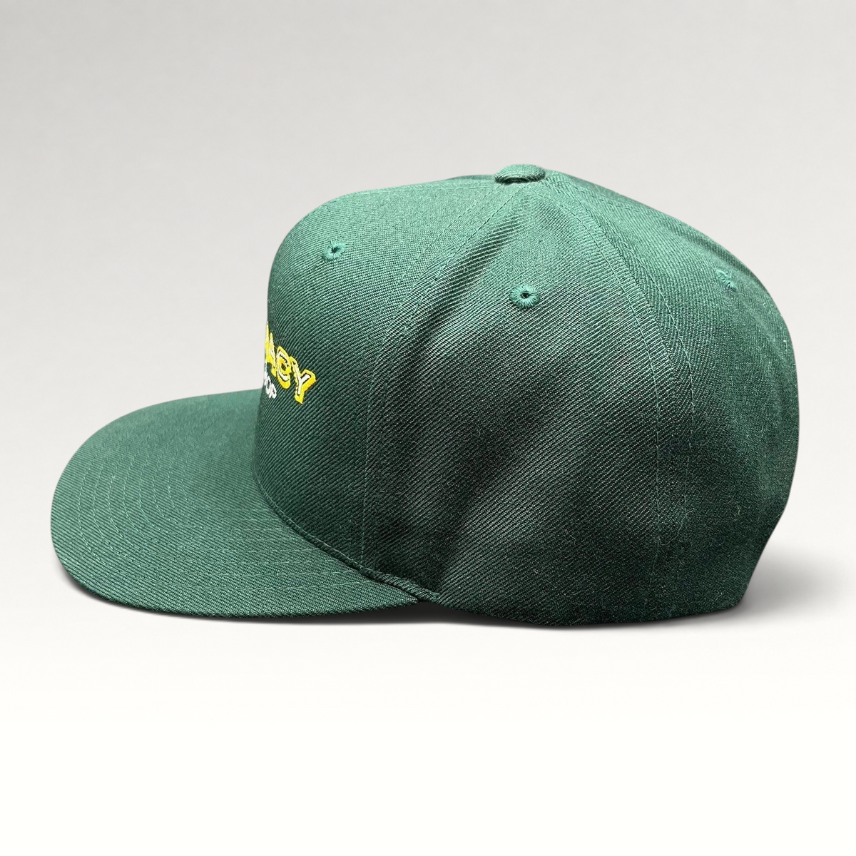 Raree Finds vintage forest green Pharmacy Boardshop snapback hat with structured crown and flat bill
