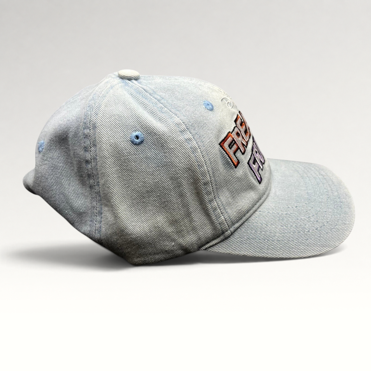 Raree Finds Disney Freakier Friday movie promo light blue washed cotton dad hat with multicolor embroidery