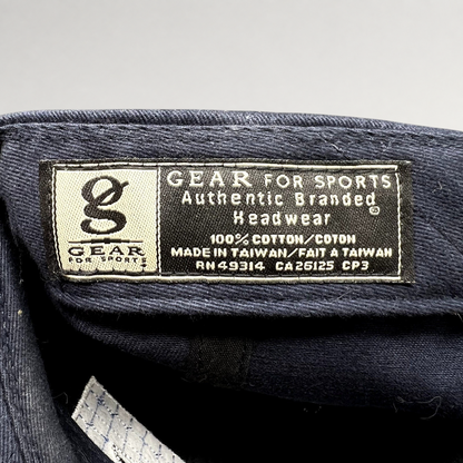 Raree Finds vintage Gear For Sports navy cotton hat interior label showing manufacturing details and origin